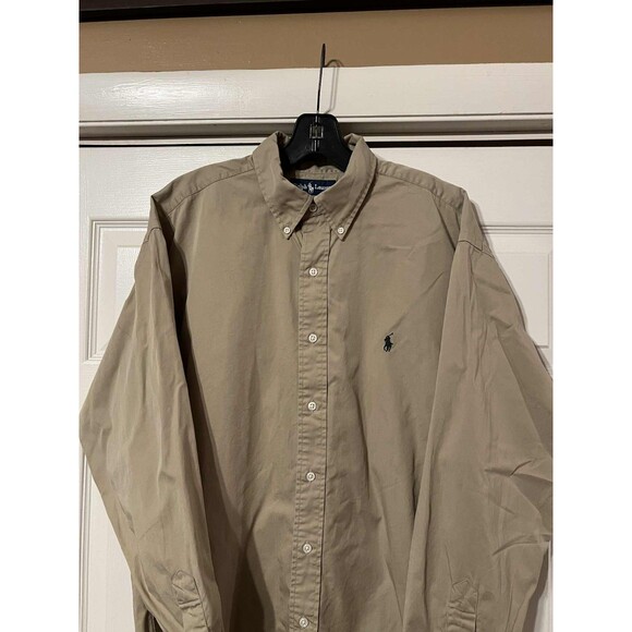Ralph Lauren Blake Button Down Shirt Sz Large Flesh Pony Beige Khaki - Picture 4 of 7
